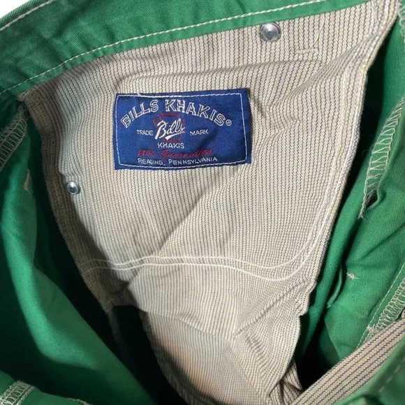 Bills Khakis 5 Pocket Twill Pants 32 x 31 Green Straight Fit Cotton Made In USA - Picture 6 of 9